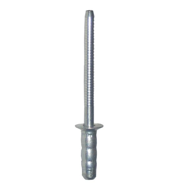 Blind Rivet, Dome Head, 0.1875 in Dia., 0.58 in L, Steel Body, 1000 PK